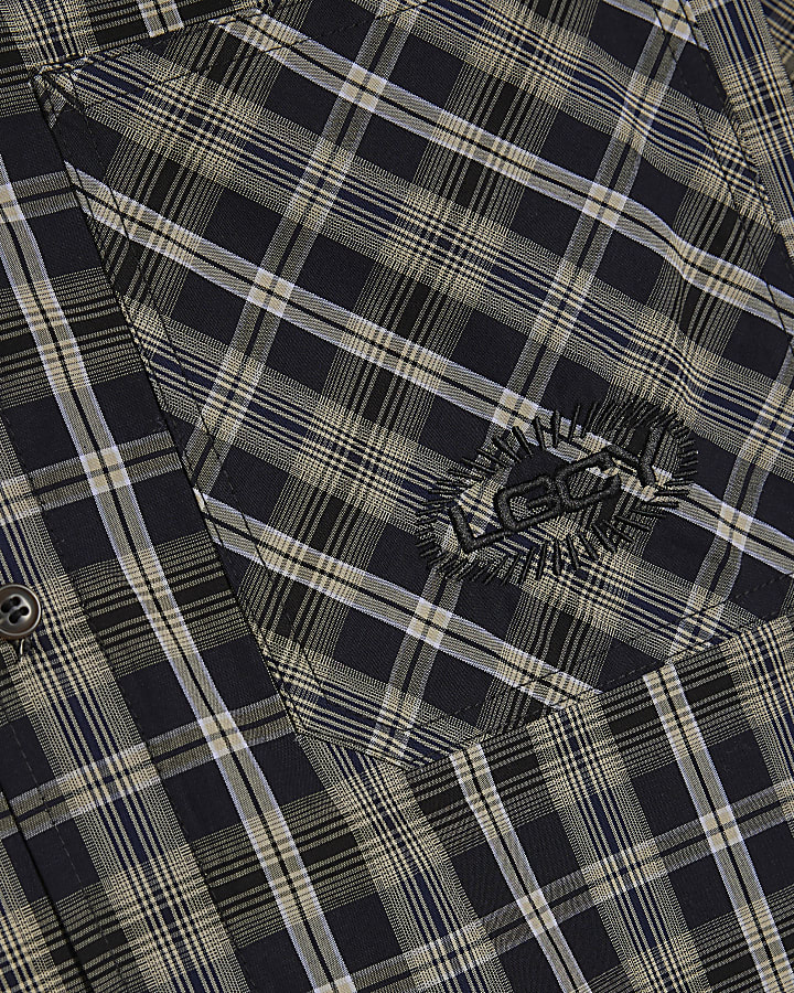 Black Boxy Fit Cotton Check LGCY Shirt