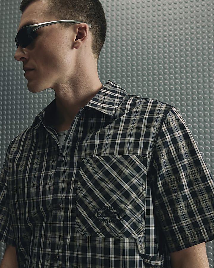 Black Boxy Fit Cotton Check LGCY Shirt