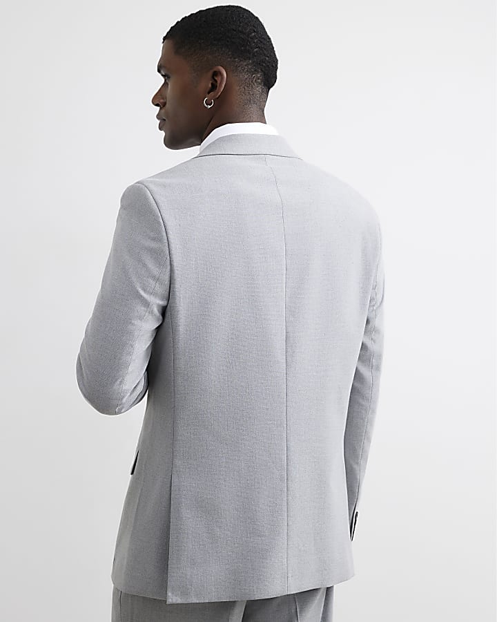 Grey Regular Fit Texture Suit Jacket