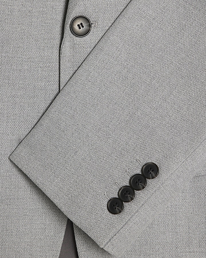Grey Regular Fit Texture Suit Jacket