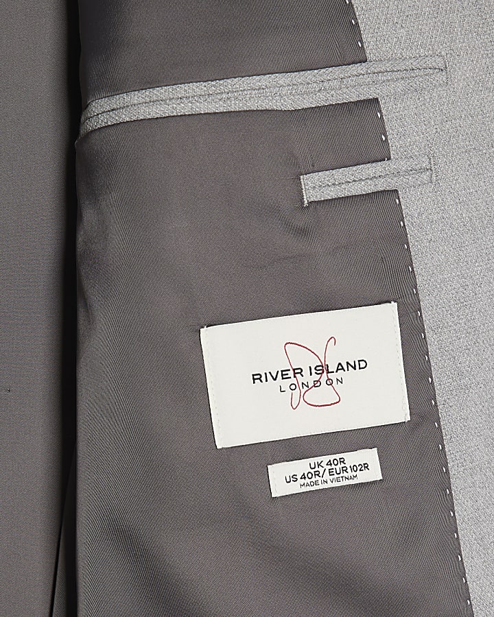 Grey Regular Fit Texture Suit Jacket