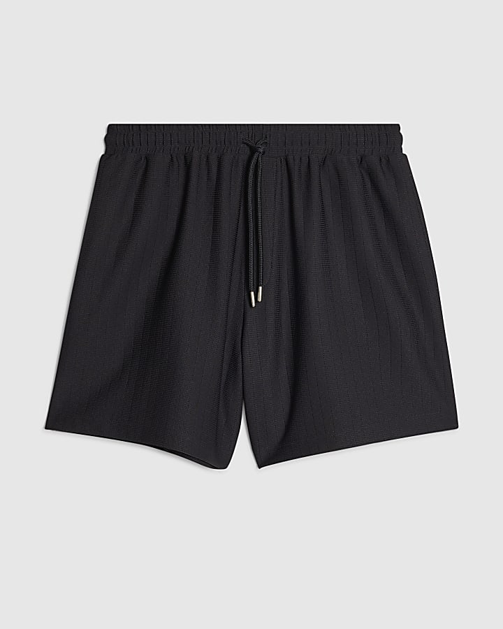 Navy Regular Fit Textured Short Length Shorts