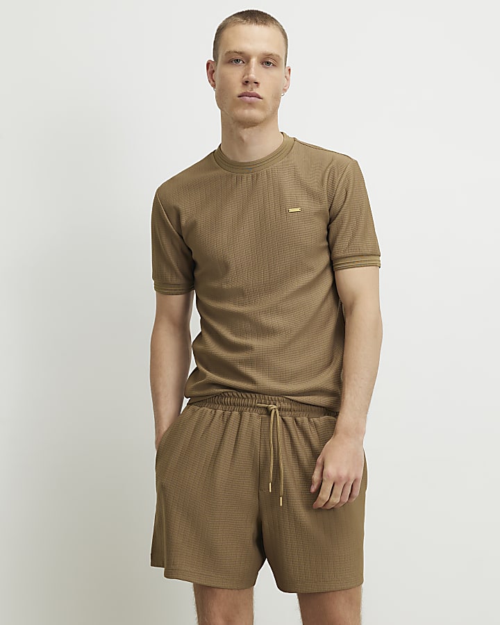 Brown Regular Fit Shorter Length Shorts