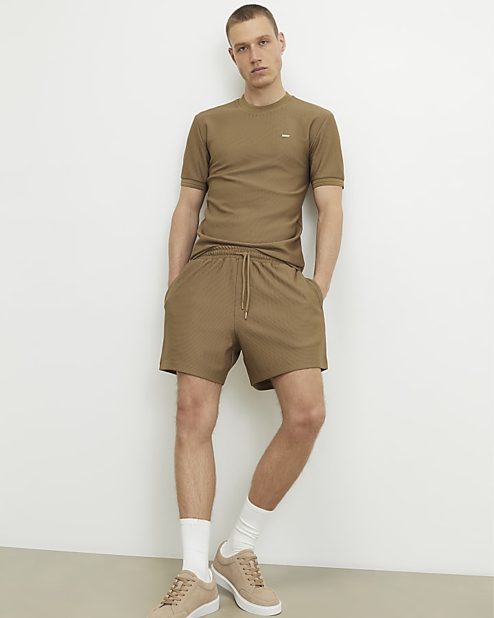 Brown Regular Fit Shorter Length Shorts