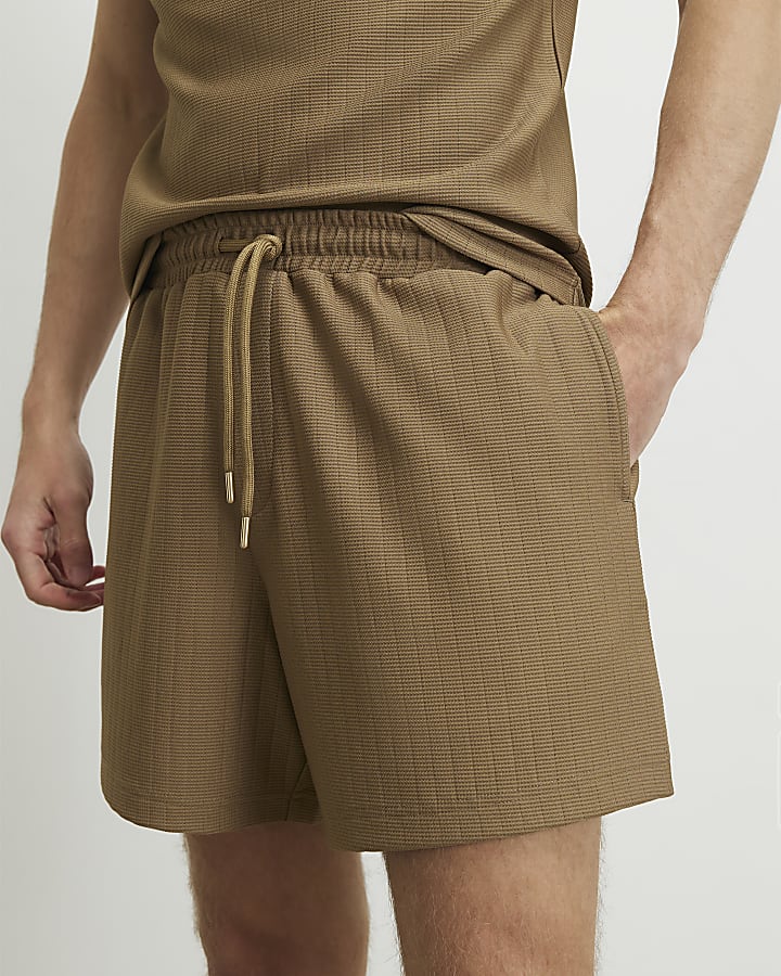 Brown Regular Fit Shorter Length Shorts