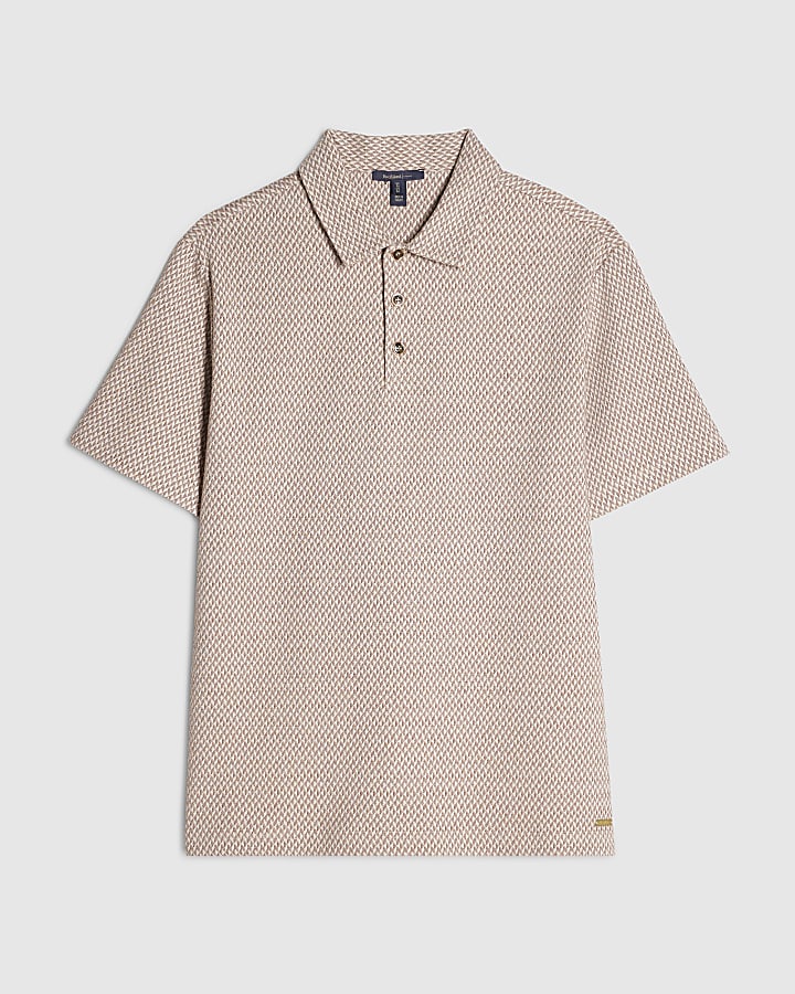 Pink Slim Fit Triangle Jacquard Polo Shirt