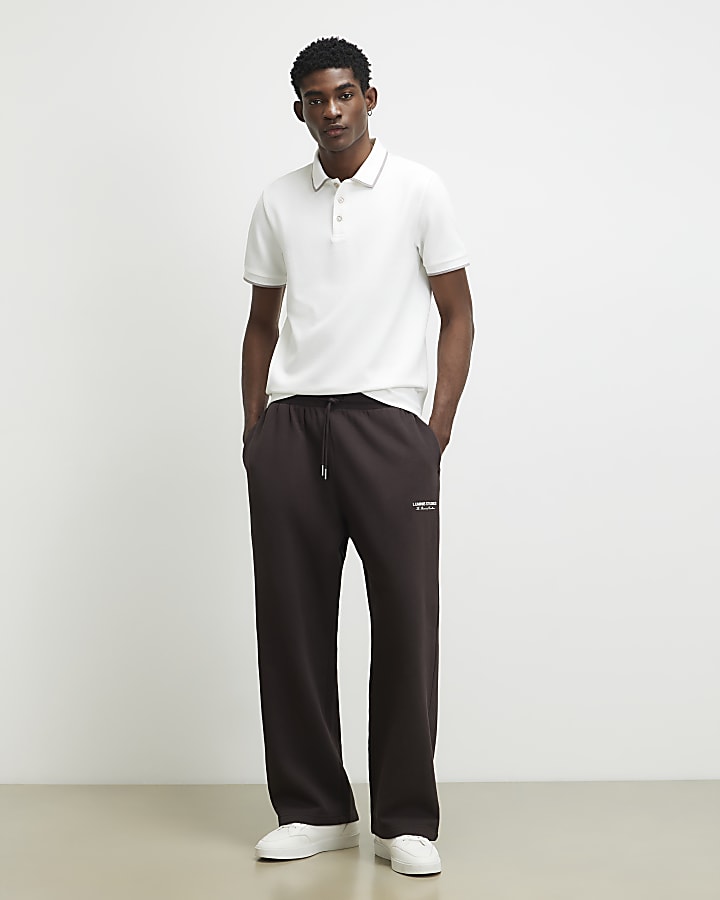 White Slim Fit Textured Button Polo Shirt