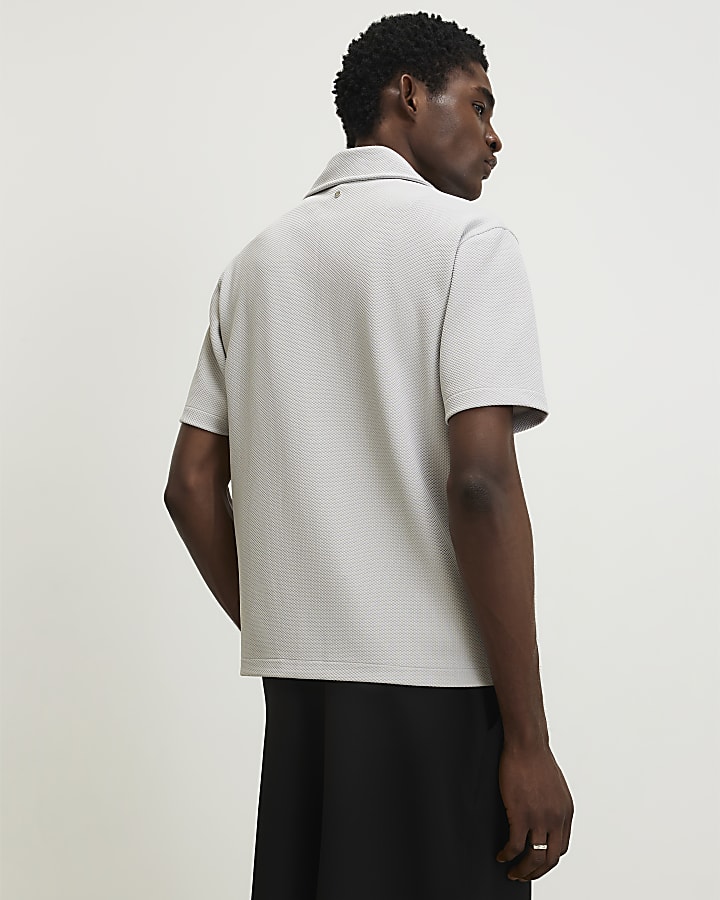 Grey Regular Fit Textured Shirt