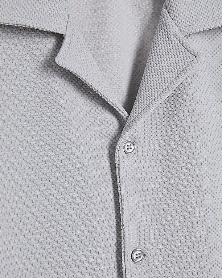 Grey Regular Fit Textured Shirt