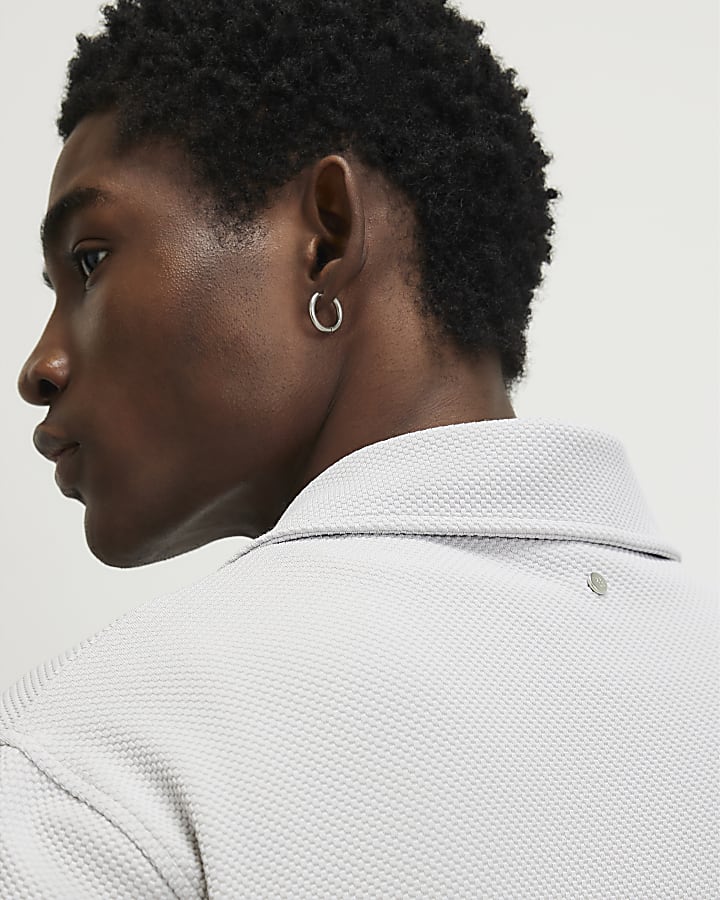 Grey Regular Fit Textured Shirt