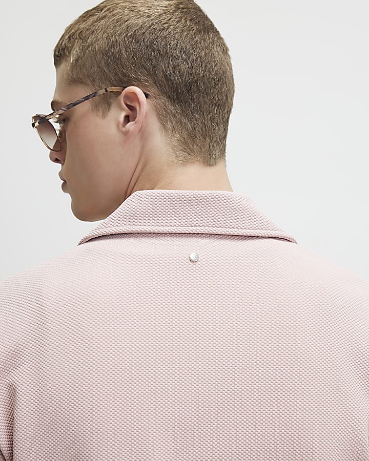 Pink Regular Fit Textured Shirt