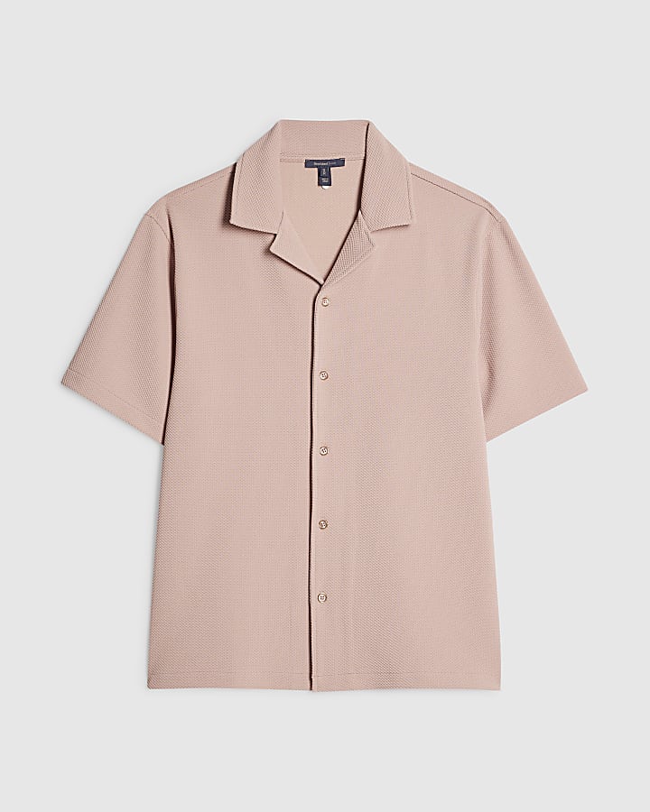 Pink Regular Fit Textured Shirt