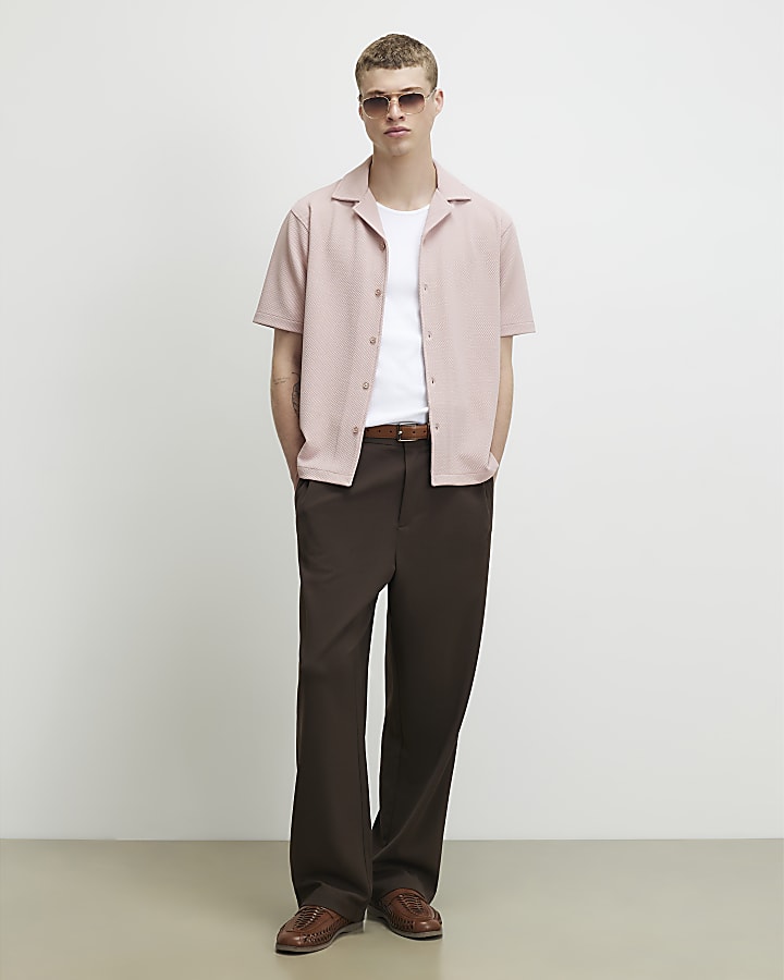 Pink Regular Fit Textured Shirt