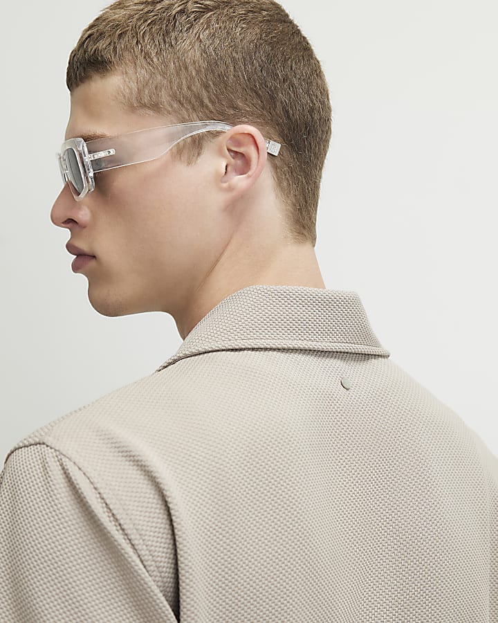 Beige Regular Fit Textured Shirt