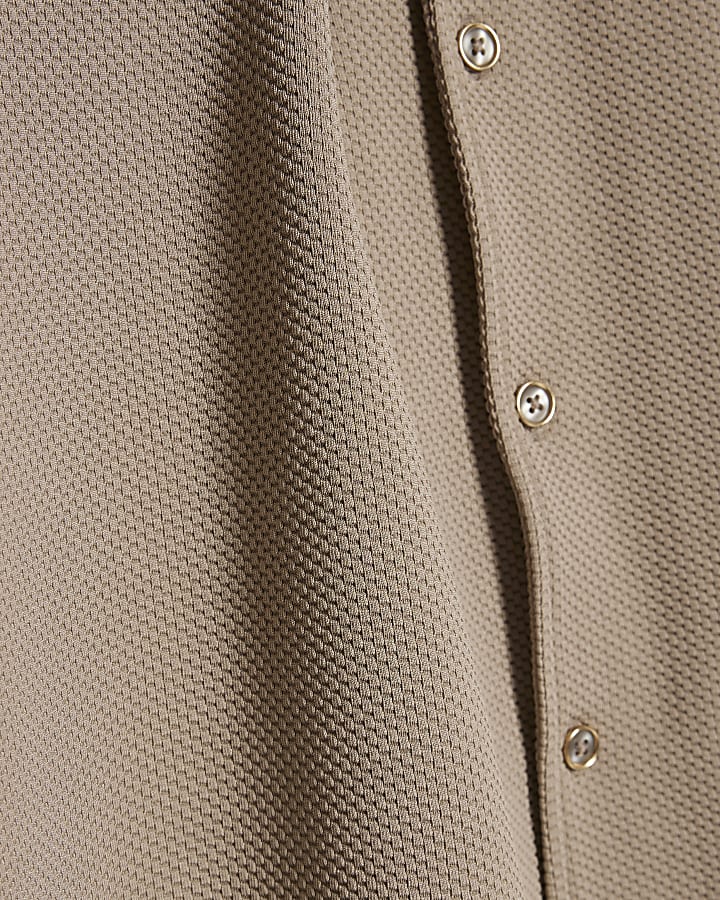 Beige Regular Fit Textured Shirt