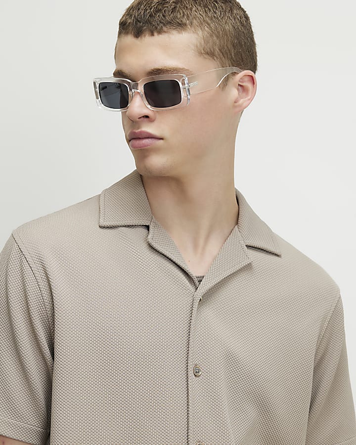Beige Regular Fit Textured Shirt