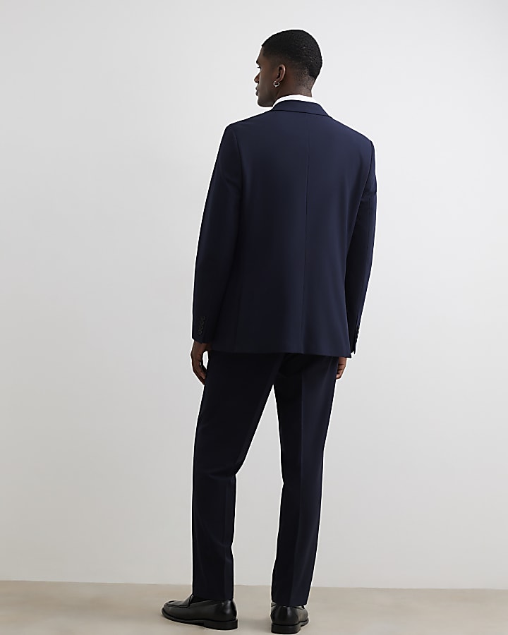 Navy Regular Fit Suit Trousers