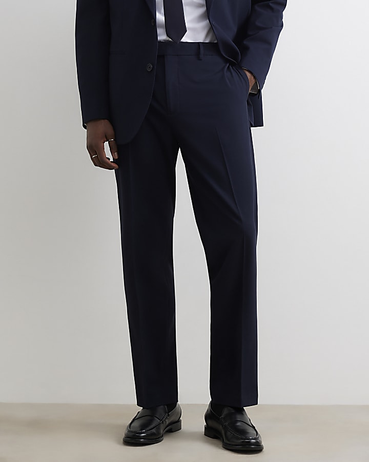 Navy Regular Fit Suit Trousers