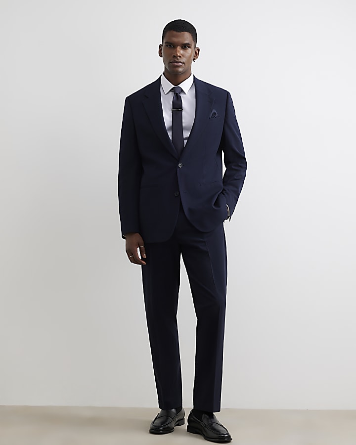 Navy Regular Fit Suit Trousers