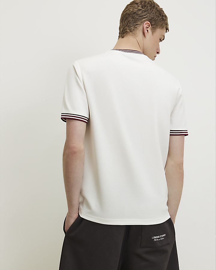 White Slim Fit Embroidered Crest T-Shirt