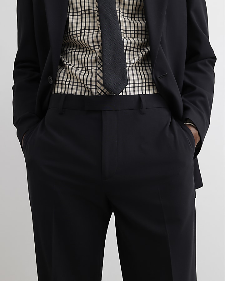 Black Regular Fit Suit Trousers
