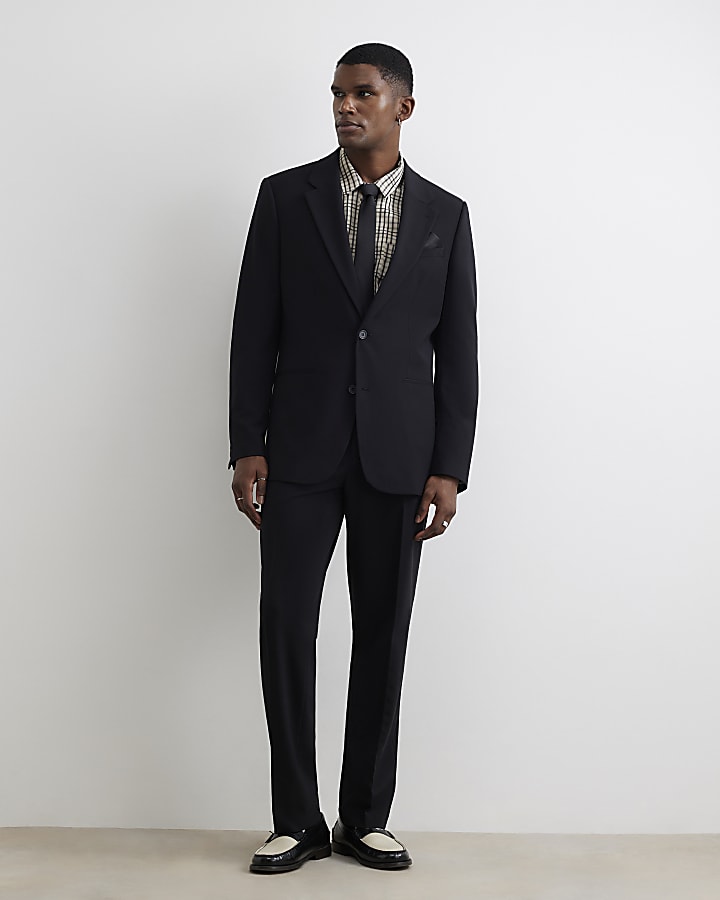Black Regular Fit Suit Trousers
