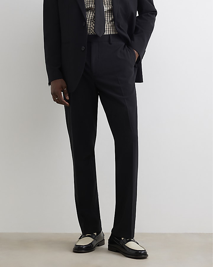 Black Regular Fit Suit Trousers
