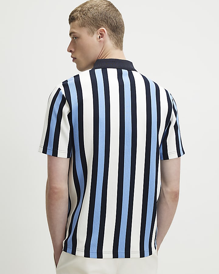 White Slim Fit Stripe Polo Shirt