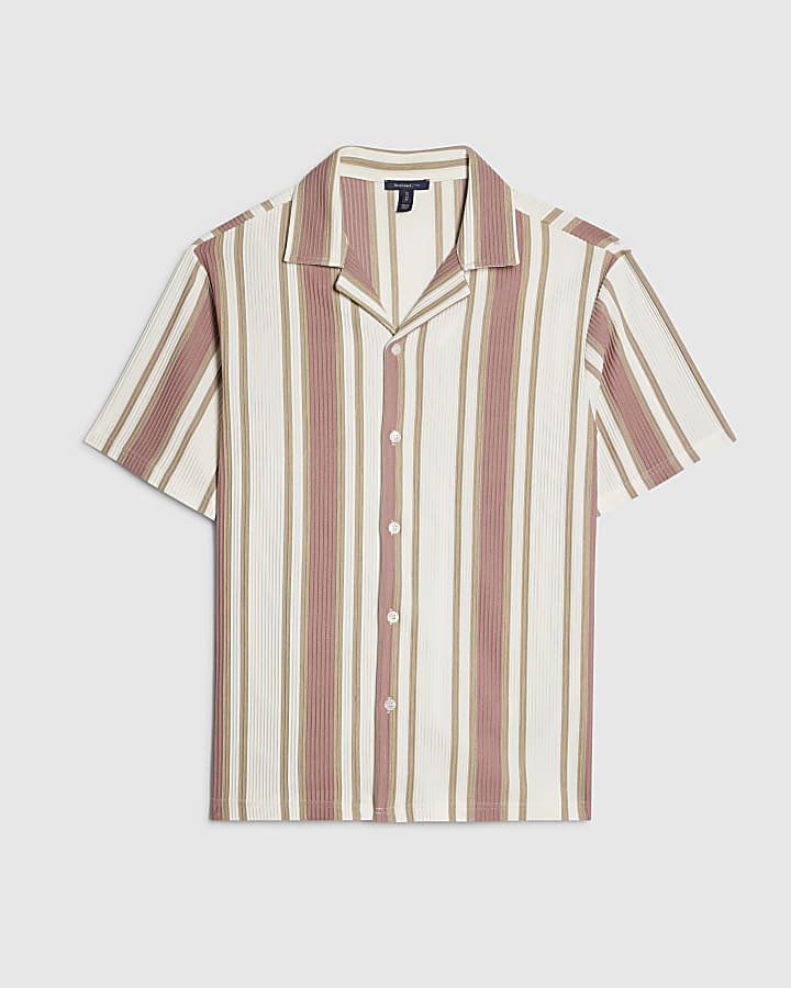 Pink Regular Fit Stripe Shirt