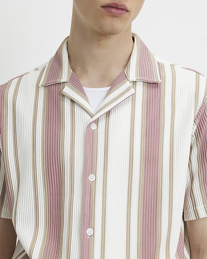 Pink Regular Fit Stripe Shirt