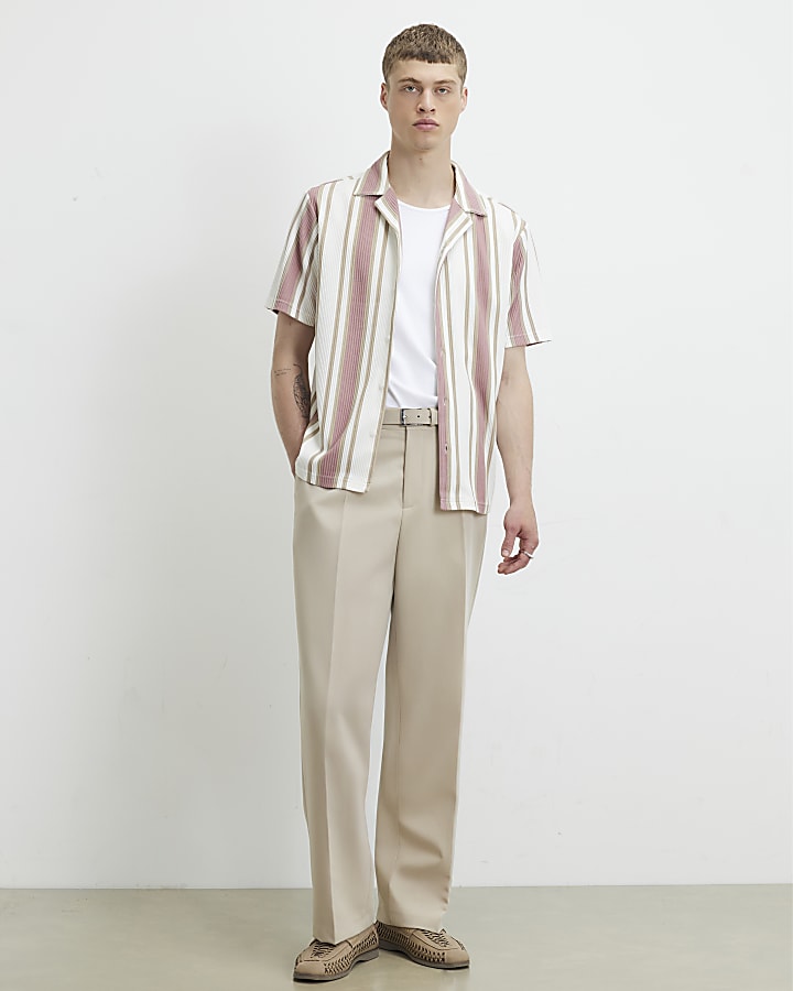 Pink Regular Fit Stripe Shirt
