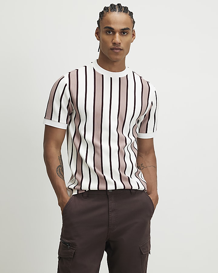 Pink Slim Fit Stripe T-Shirt