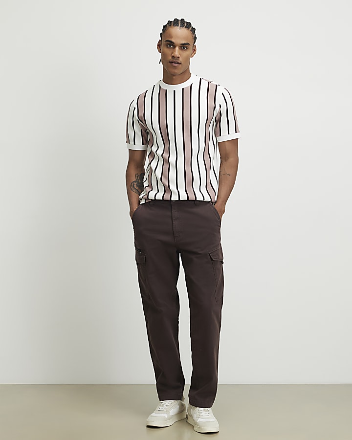 Pink Slim Fit Stripe T-Shirt
