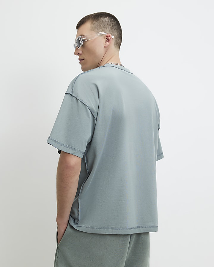 Blue Oversized Fit Washed Karashima T-Shirt