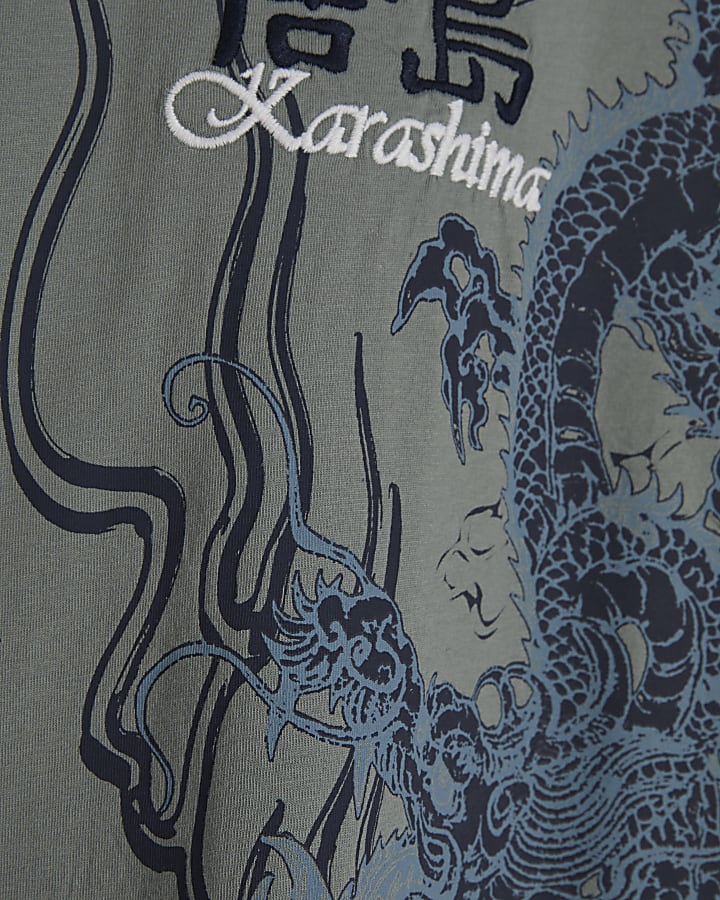Blue Oversized Fit Washed Karashima T-Shirt