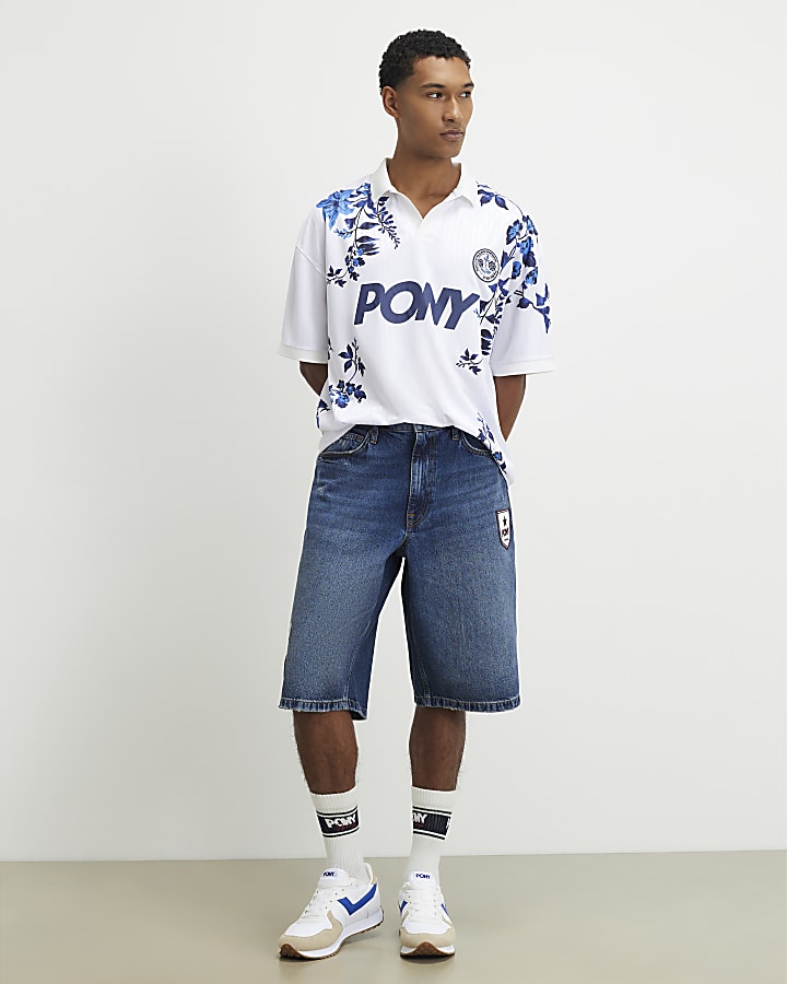 White Oversized Floral Football Top