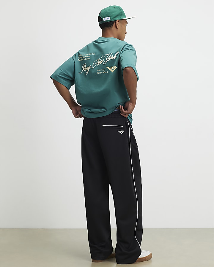 Black Regular Fit Tricot Tracksuit Joggers