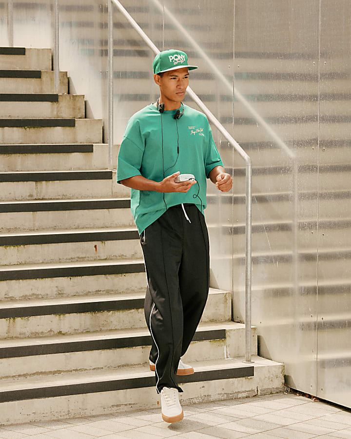 Black Regular Fit Tricot Tracksuit Joggers