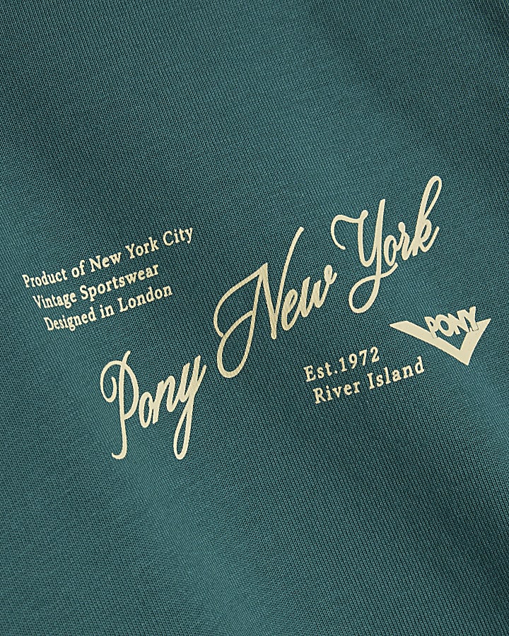 Green Oversized Script Embroidered T-Shirt