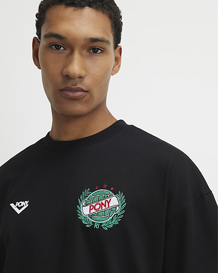 Black Oversized Circle Crest T-Shirt