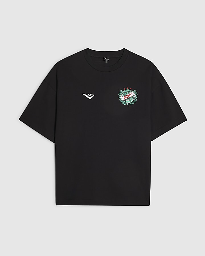 Black Oversized Circle Crest T-Shirt