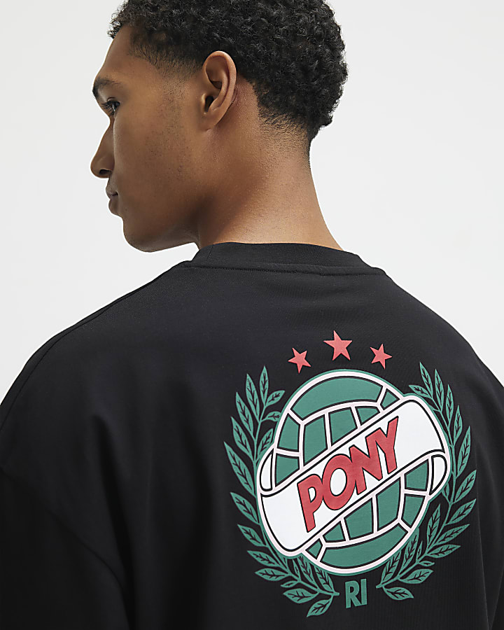 Black Oversized Circle Crest T-Shirt