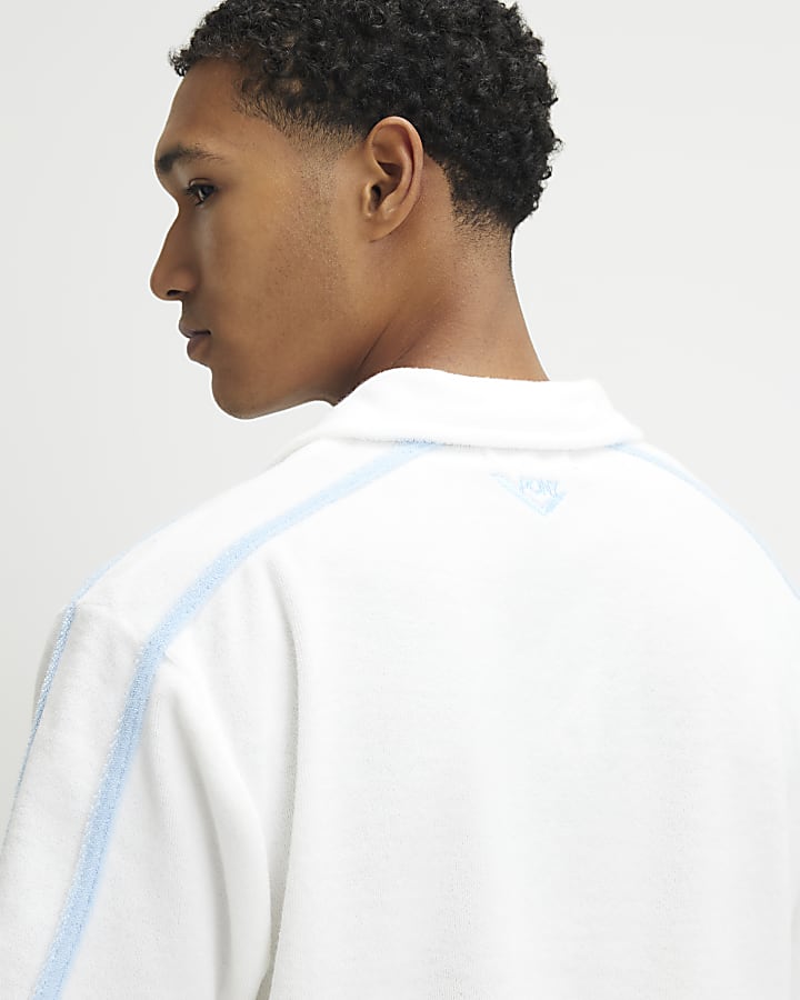 White Regular Fit Towelling Revere Shirt