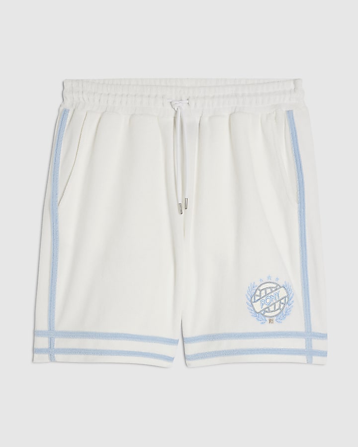 White Regular Fit Towelling Shorts