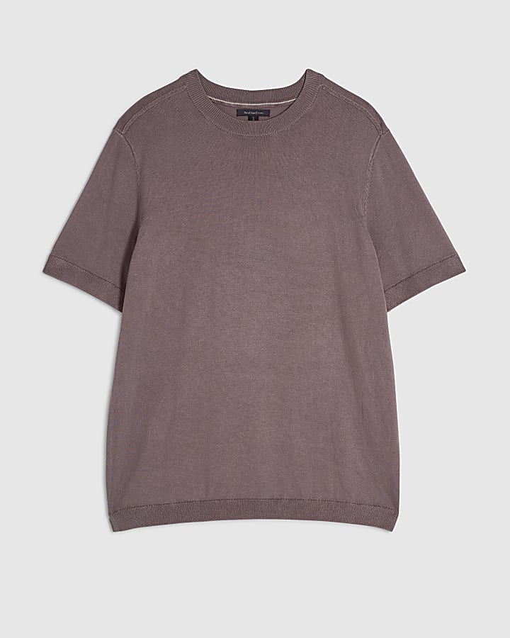 Purple Slim Fit Knitted Essential T-Shirt