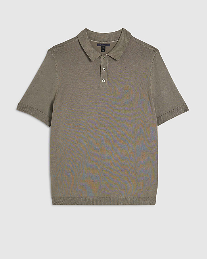 Green Slim Fit Knitted Polo Shirt