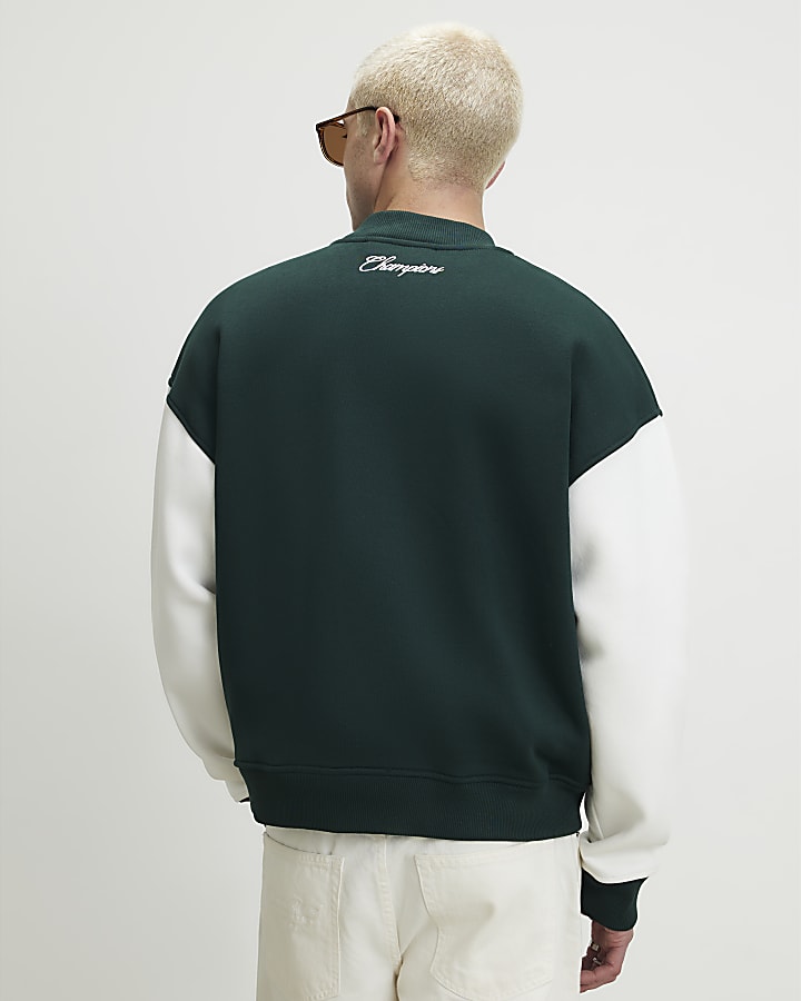 Green Oversized Fit Rennes Bomber Jacket