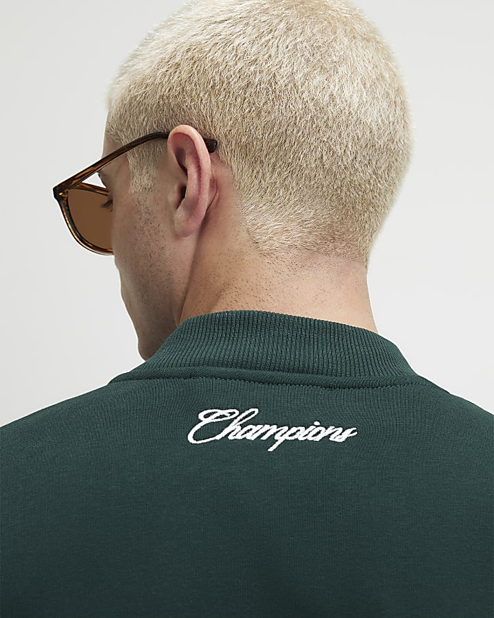 Green Oversized Fit Rennes Bomber Jacket