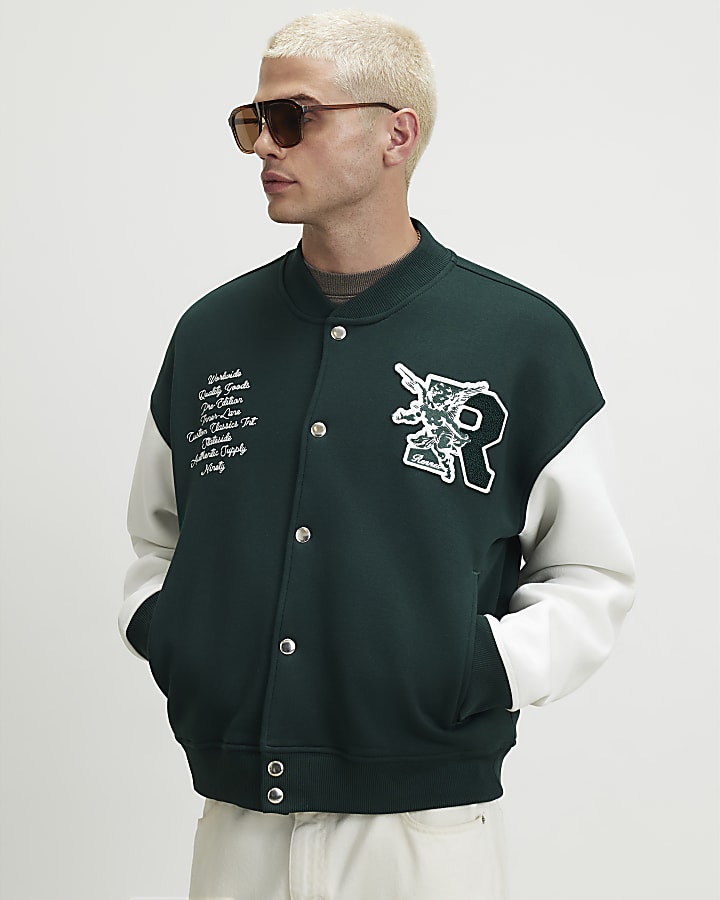 Green Oversized Fit Rennes Bomber Jacket