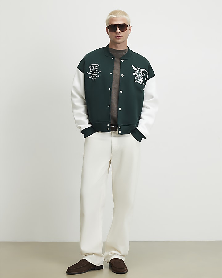 Green Oversized Fit Rennes Bomber Jacket